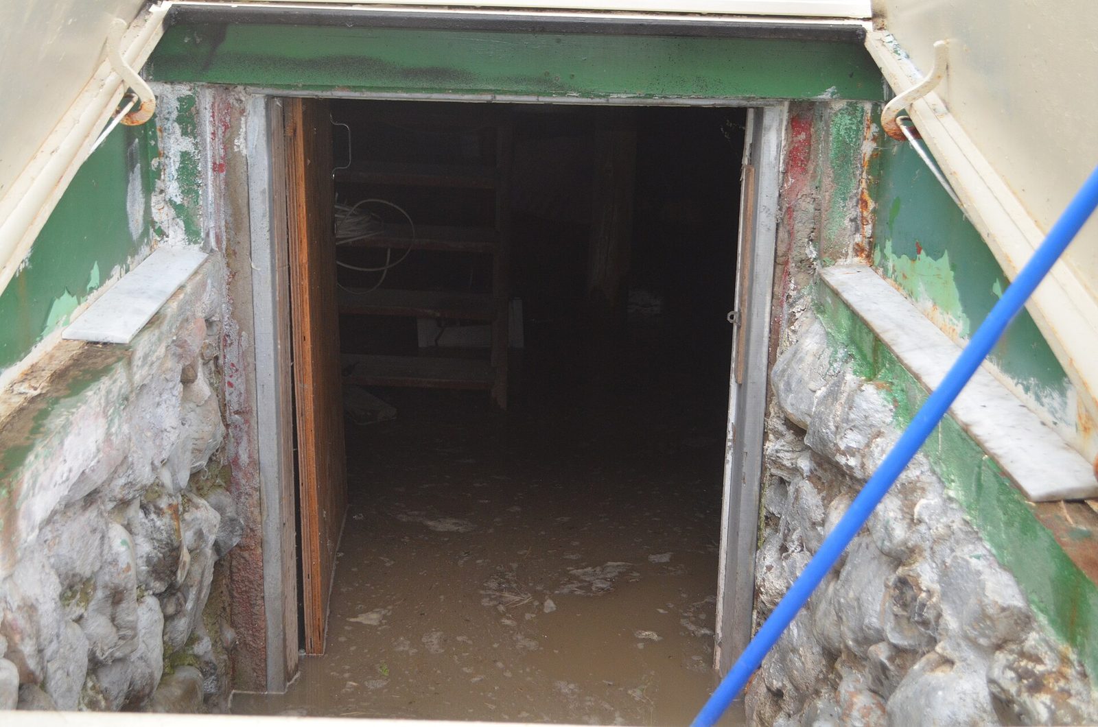 Flooded residential basement after water damage