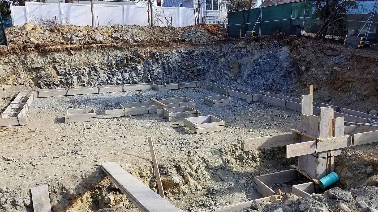 New concrete house foundation under construction